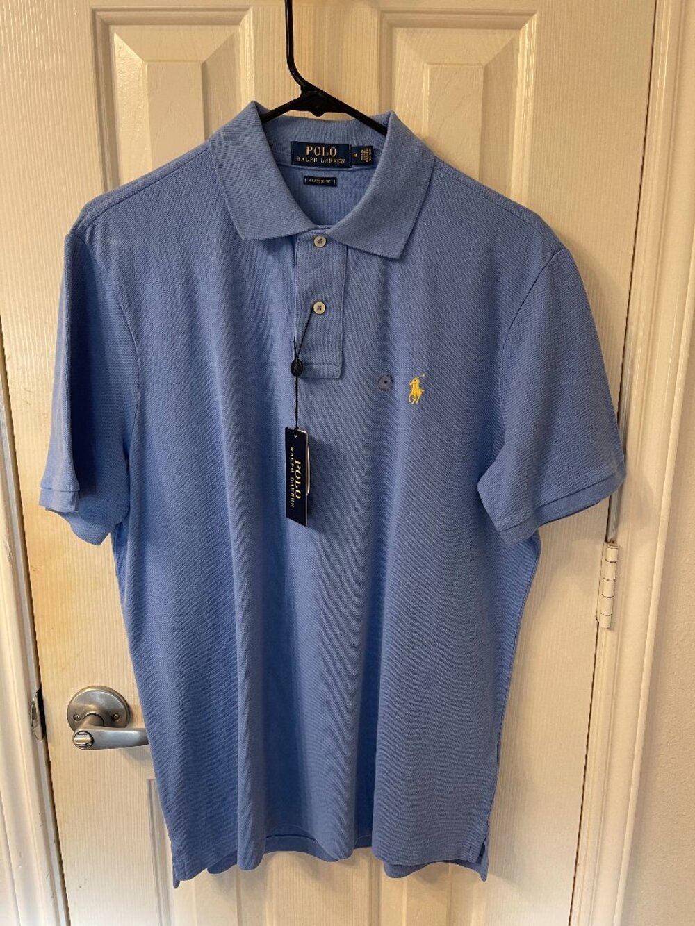 Polo Ralph Lauren Classic Fit Mesh Polo Shirt Men's Medium Blue Yellow Pony NWT